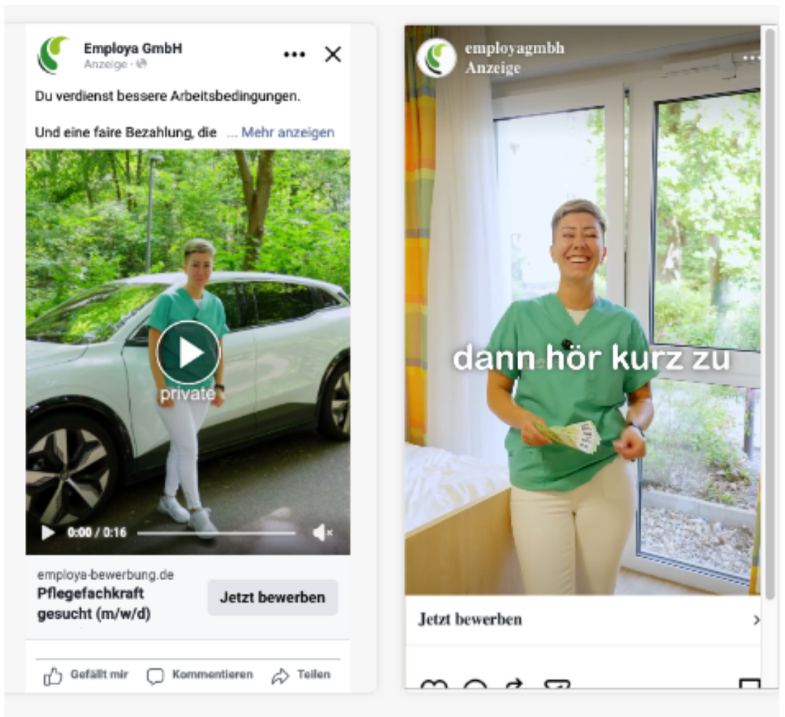 Gezielte Meta-Anzeigen von EMPLOYA
