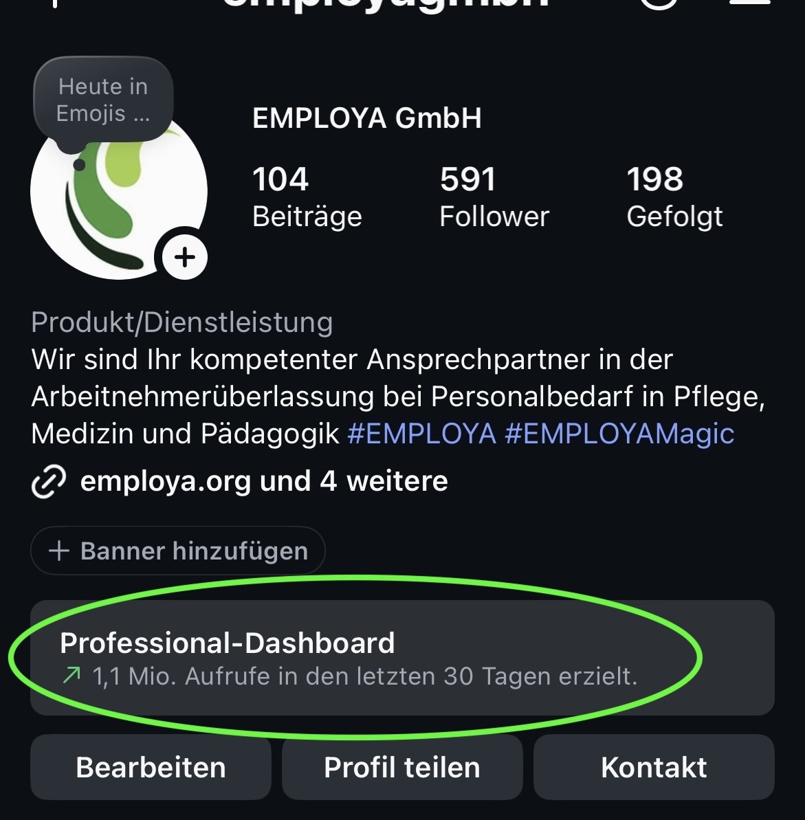 Instagram nachher – 1,1 Mio Aufrufe