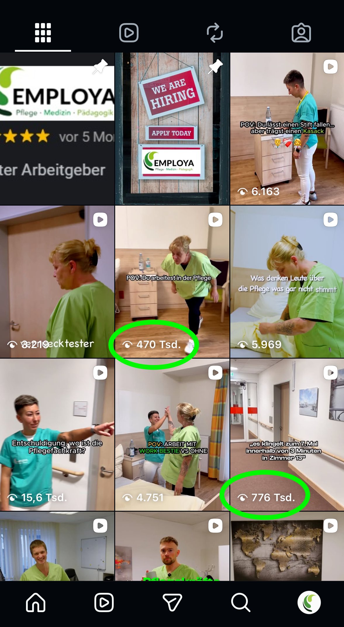 Instagram Feed mit hohen View-Zahlen